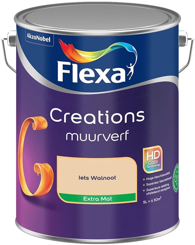 Flexa - Creations Muurverf Extra Mat - Iets Walnoot - Mengverf - 5 L