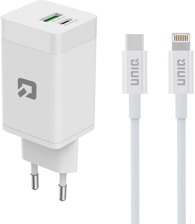 TUNIQ 45W PD Snellader - USB C Thuislader - USB C naar Lightning Kabel - Wit