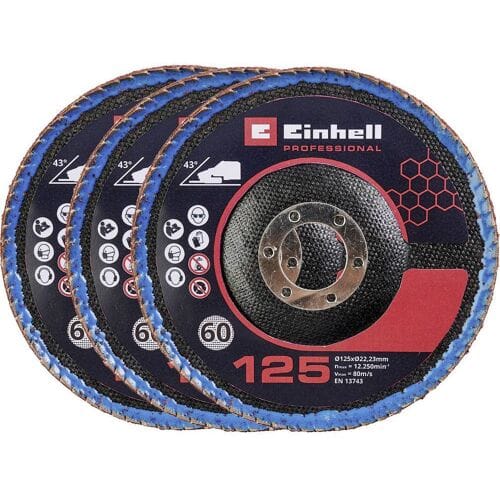 Einhell 4440020 Einhell-haakse slijper-accessoires 3x 125 mm Flap-discs Curved Diameter 125 mm