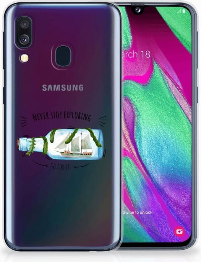 TPU Hoesje voor Samsung Galaxy A40 Telefoonhoesje met Naam Boho Bottle