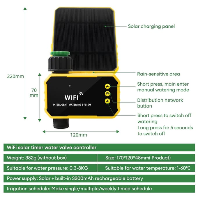 Tuya WiFI Intelligent Garden Irrigation Control Device Automatische waterbesparende irrigatiecontroller black