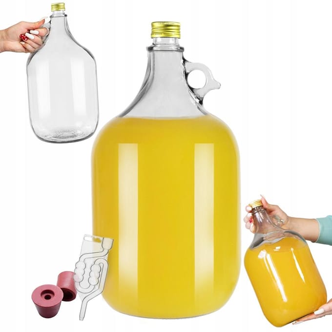 Bimberek Dama Serie - Glazen Wijnballon - 5L - Schr. Deksel - Rubber Stop