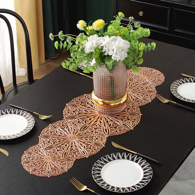 1 pièce Nappe de table en PVC, Chemin de table, Nappe de table longue, Napperon isolant thermique, Napperon décoratif, Pour chemin de table basse Décor de dîner
