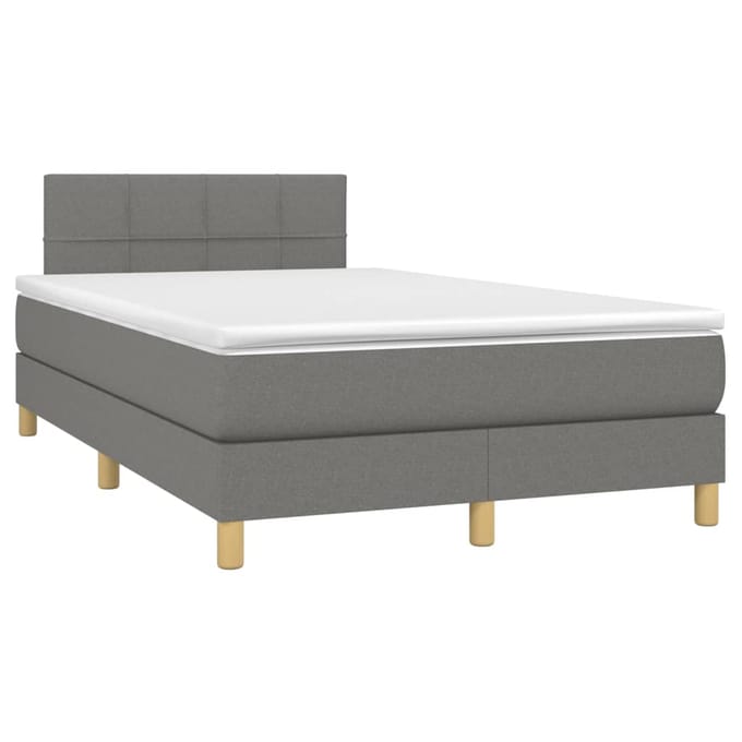 vidaXL - Boxspring - met - matras - en - LED - stof - donkergrijs - 120x200 - cm
