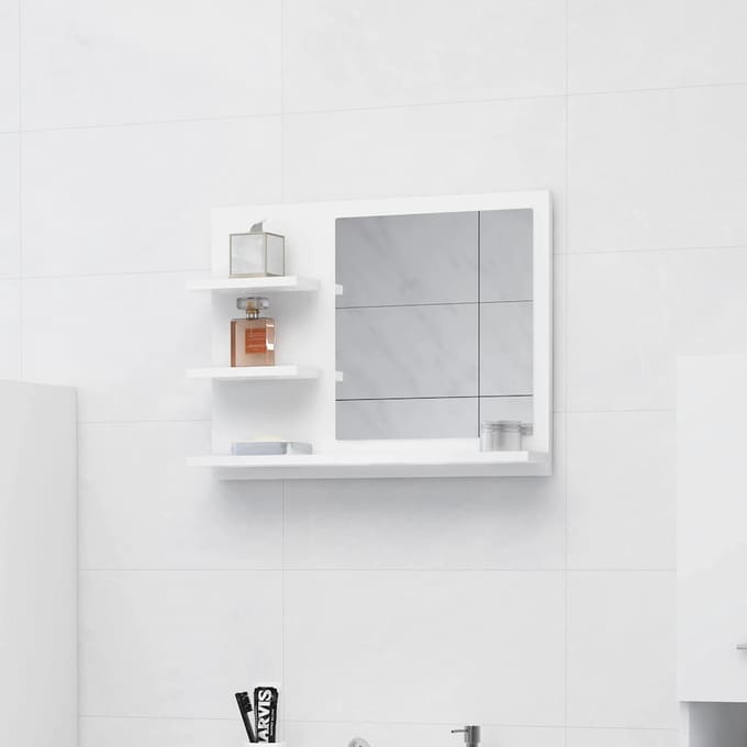vidaXL - Badkamerspiegel - 60x10,5x45 - cm - bewerkt - hout - wit