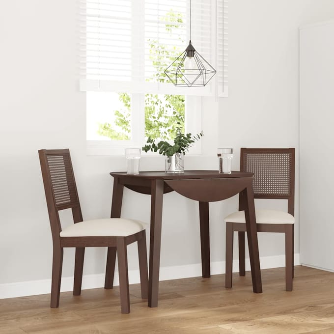 vidaXL - Eetkamerstoelen - met - kussens - 2 - st - massief - hout - rubber - bruin
