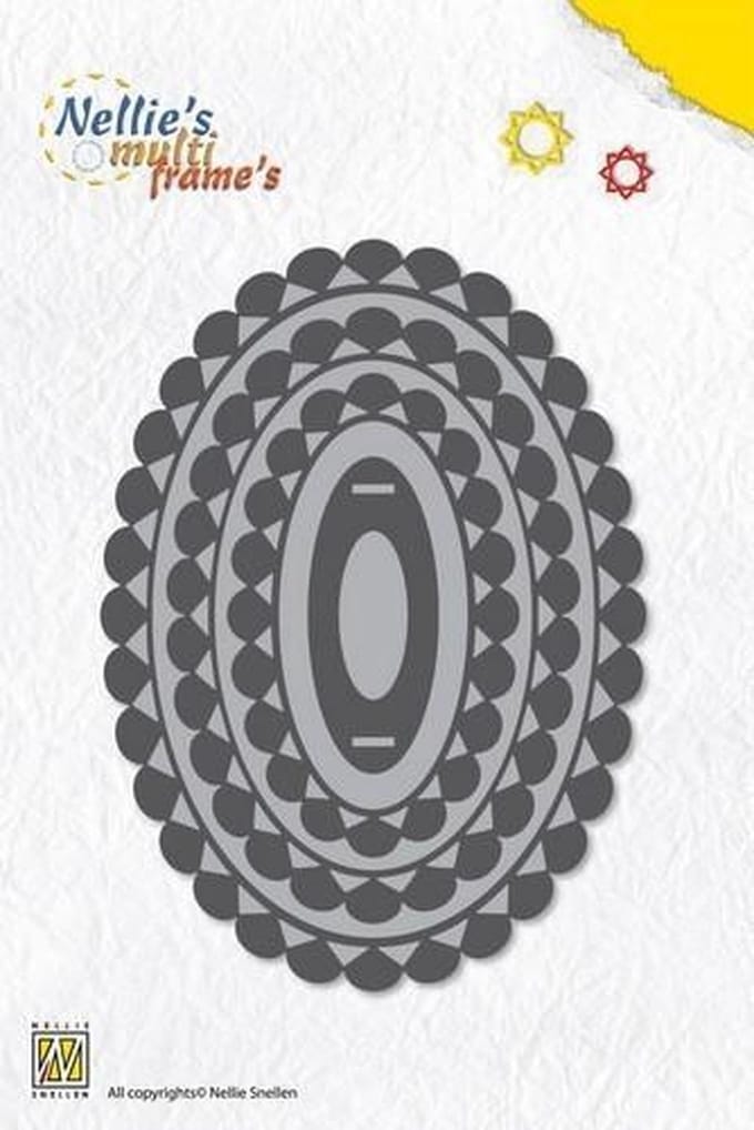 MFD007 Multi Frame Die oval - snijmal Nellie Snellen - 4 ovalen gewelfd - curved - scalloped with hole