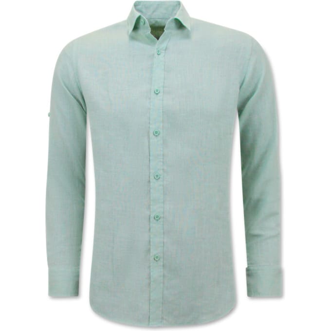 Linnen Overhemd Heren - Regular Fit - Casual Blanco - Groen