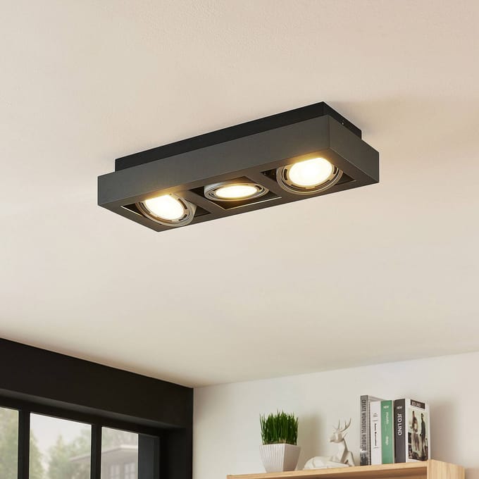 Arcchio - plafondlamp - 3lichts - Aluminium, metaal - H: 9 cm - GU10 - donkergrijs