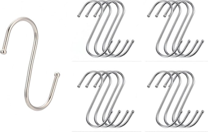 20-Pack S-shaped Hooks, Multifunctional S Hooks, S-Hook Stainless Steel for Bathroom, Bedroom, Office and Kitchen - ShopVlot