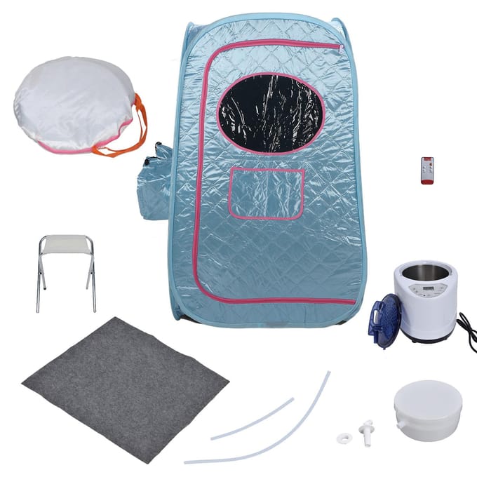 1000W Thuis Stoom Sauna Kit Draagbare Sauna Box met 1?9 Temperatuurstanden voor Gezondheidszorg white