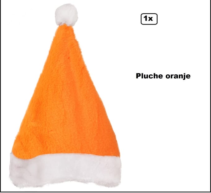 Luxe Kerstmuts pluche oranje mt.59 - Kerst feest thema party fun kerstmuts