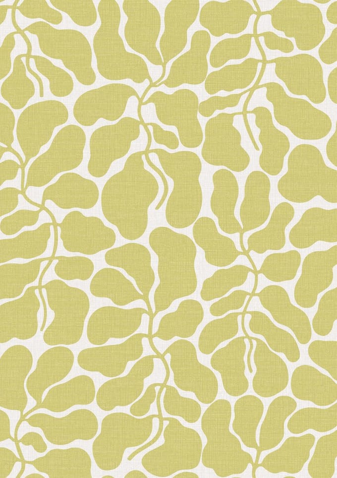 Boråstapeter Vliesbehang 2074 - Swedish Designers - Botanisch Geel - 49cm x 10.05m
