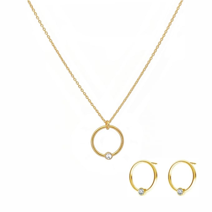 ARLIZI 2152 Sieraden set ring kristal hanger minimalistisch - verguld