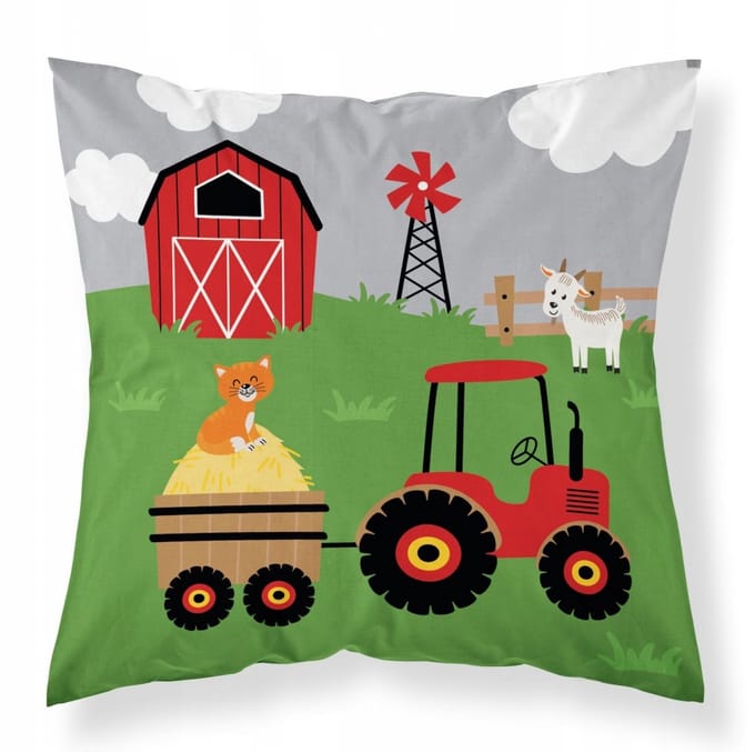 Maya Moo Kussenhoes Boerderij 40x40 cm Grijs - Kinderkamer