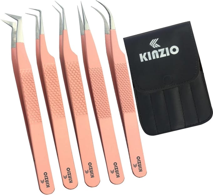 Set van 5 Professionele Wimperpincetten voor Wimperverlengingen