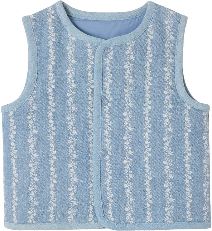 Vertbaudet Mouwloos baby vestje denim bloemen