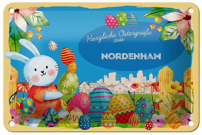 Blechschild Ostern Ostergrüße 18x12cm NORDENHAM Geschenk Deko