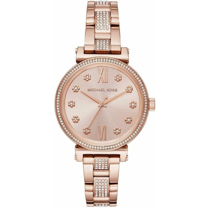 Michael Kors MK3882 Sofie Kristallen Rose Wijzerplaat Dameshorloge 36mm helder roze