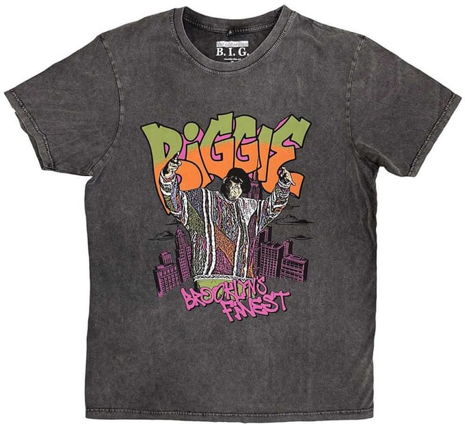Biggie Smalls - Cartoon Graffiti Heren T-shirt - S - Grijs