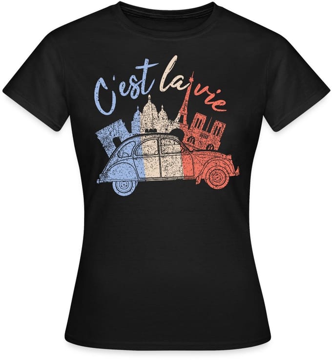 Citroën 2CV C'est La Vie Slogan T-Shirt Dames