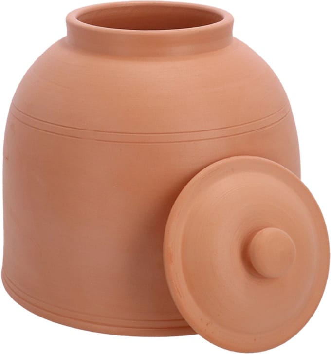 Bleekpot terracotta L met deksel