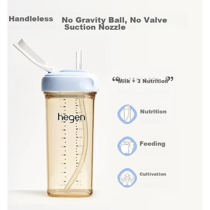 HEGEN Rieten Beker voor Leeftijden 1-3, 330ml Kinderen PPSU Multifunctionele Tuitbeker, Direct Drinkbeker, Roze