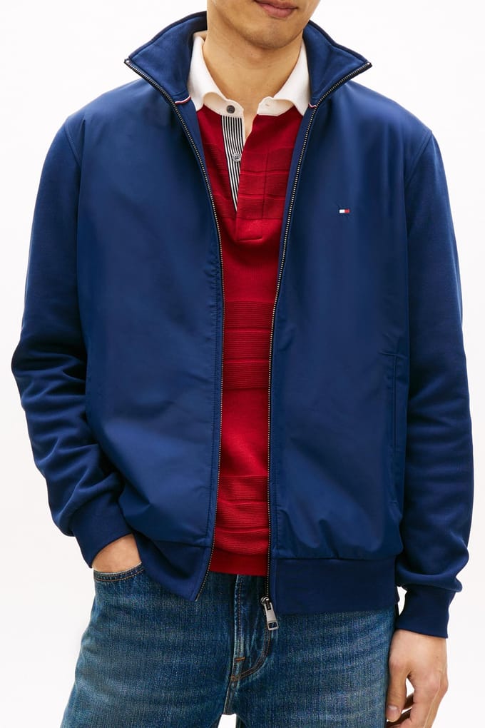 Tommy Hilfiger Essential Intechno Mix Zip Thru Carbon Navy Größe: S | Bomberjacken Outlet | Herren | Blau