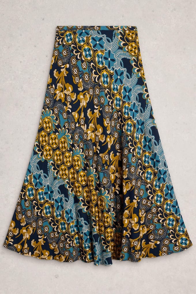 White Stuff Hope Bias Cut Maxi Skirt Navy Multi Taglia: 8 REGULAR | Maxi gonne Outlet | Donna | Blu