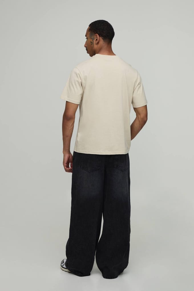 Baggy Stijve Bleach Washed Denim Jeans | Dark Brown | Size 36R