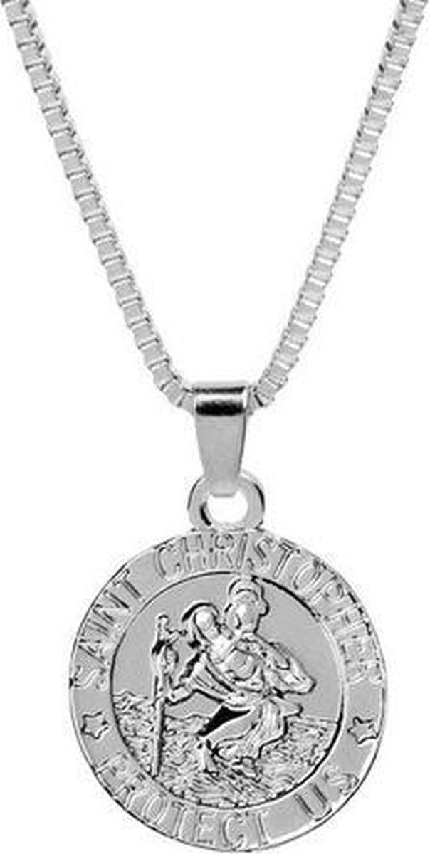 Christoffel met ketting verzilverd
