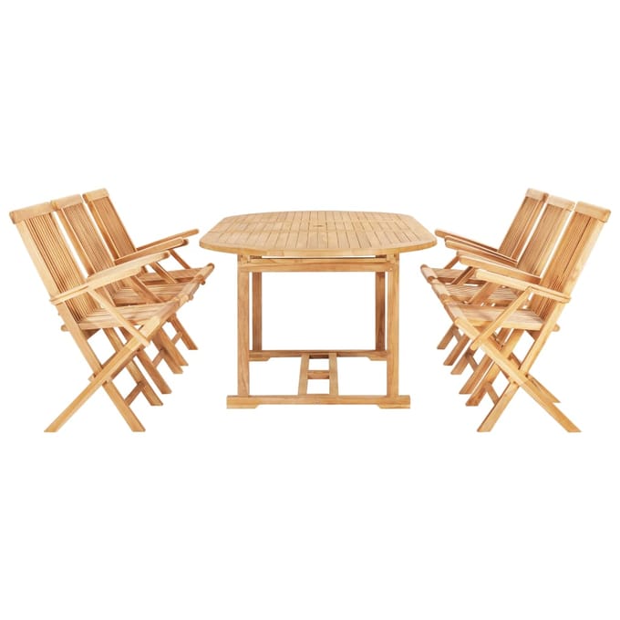 vidaXL - 7-delige - Tuinset - 150-200x100x75 - cm - massief - teakhout
