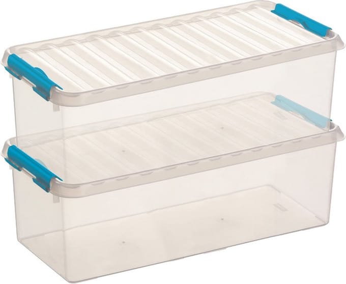 Sunware Q-Line Opbergboxen - 9,5 L - 48,5 x 19 x 14,7 cm - Blauw - 2 Boxen