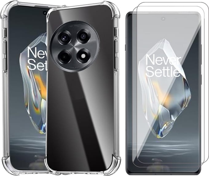 Hoesje geschikt voor OnePlus 12R - 2x Screenprotector Glas - Shockproof Transparant