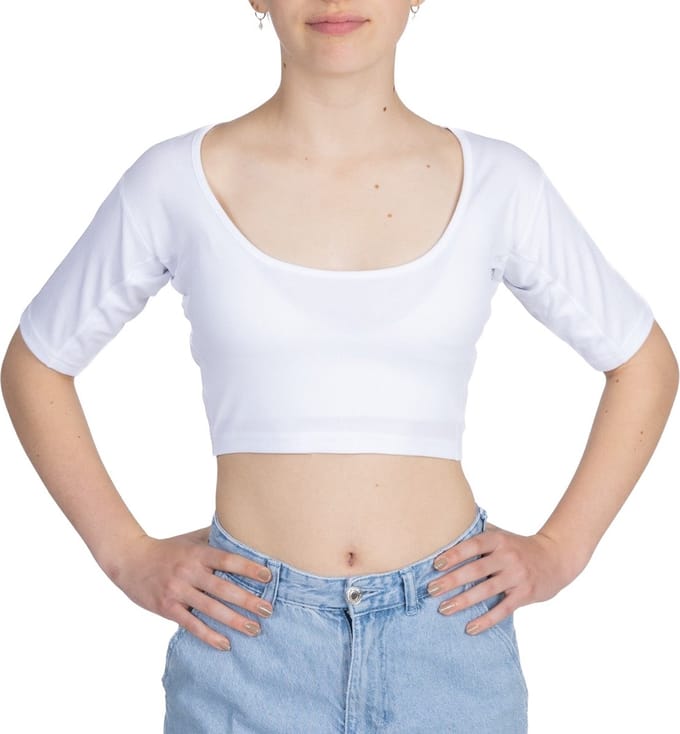 ConfidenceForAll® Crop Top - Dames Anti Zweet Topje met pads - Maat 36 S - Wit