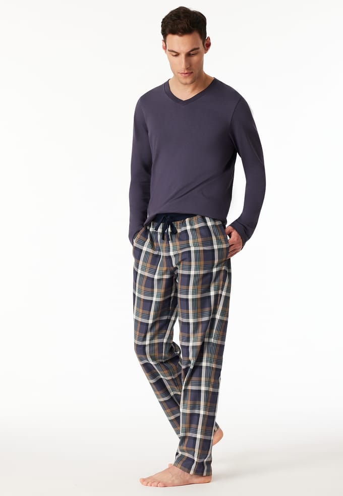 Lange geweven grafiet geruite broek - Mix+ Relax 48