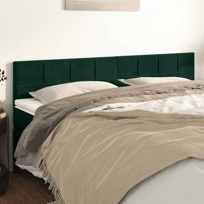 vidaXL - Hoofdborden - 200x5x78/88 - cm - fluweel - donkergroen