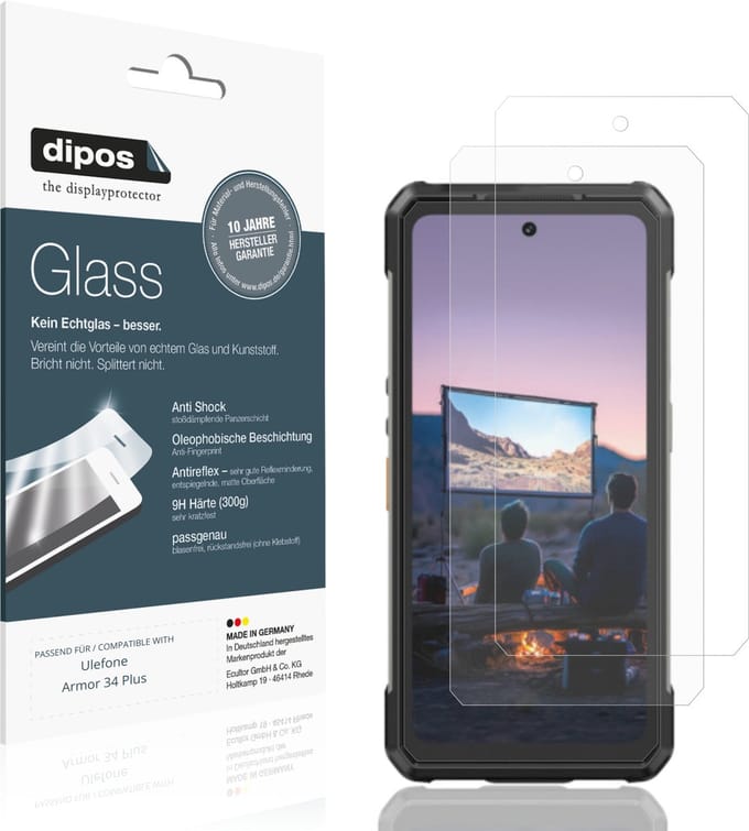 dipos – 2x Matte Pantserfolie geschikt voor Ulefone Armor 34 Plus | 9H Screenprotector