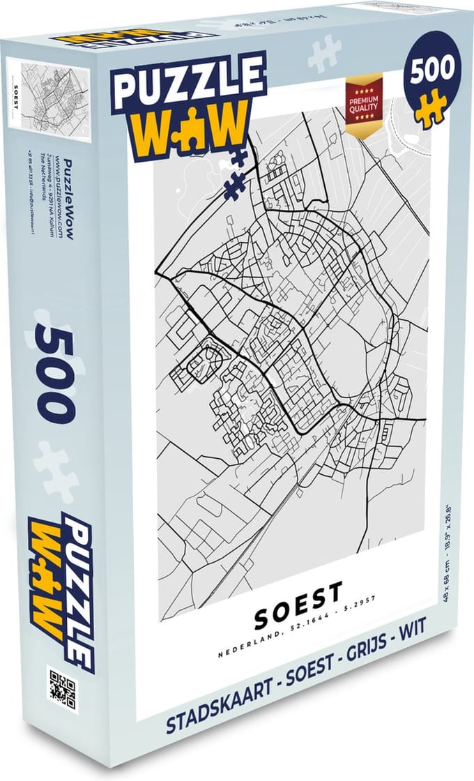 Puzzel Stadskaart - Soest - Grijs - Wit - Legpuzzel - Puzzel 500 stukjes - Plattegrond