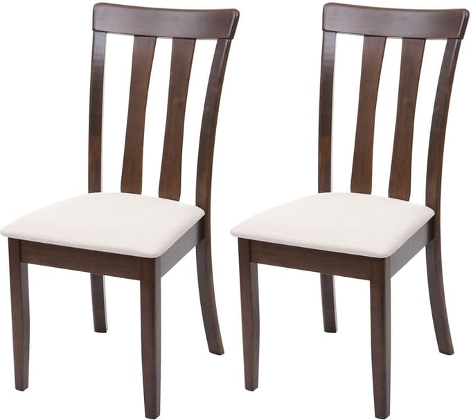 Set van 2 eetkamerstoelen MCW-G46, keukenstoel, stof/textiel, massief hout ~ donker frame, beige
