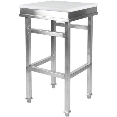 GGM Gastro Hackblock Edelstahl mit Arbeitsplatte aus Polyethylen - 500x500mm Zilver