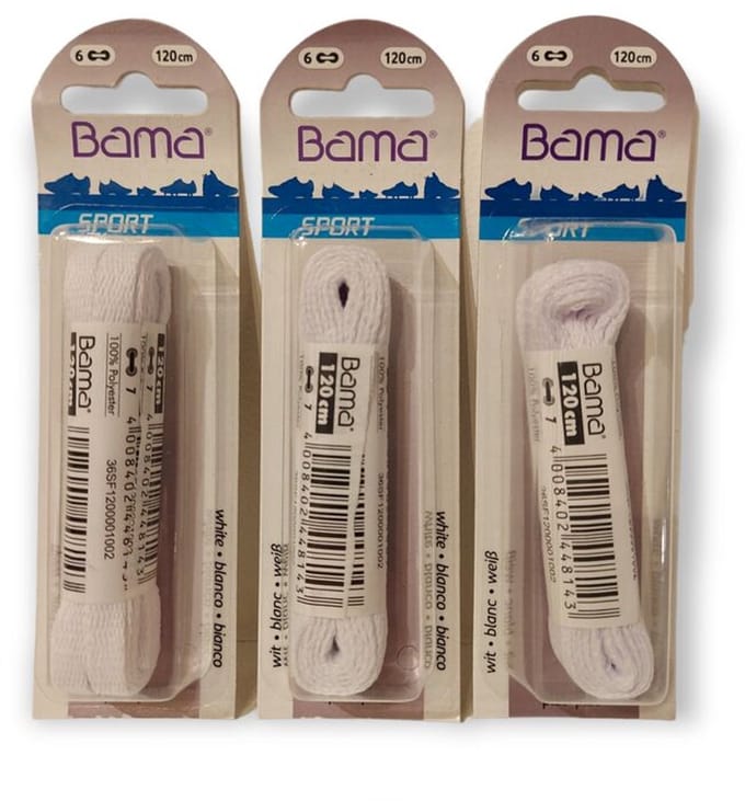 Bama Set Sneaker Veters Plat Wit 120 CM 3 Paar Combi Deal