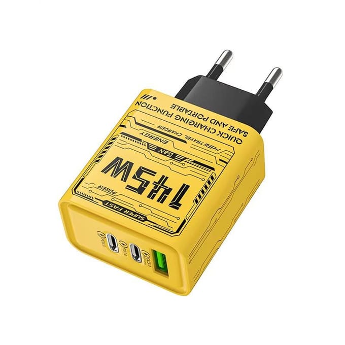145W Snellader PD USB-lader Snellader voor iPhone Samsung Huawei 3-poorts EU/US-stekkeradapter EU Standard yellow