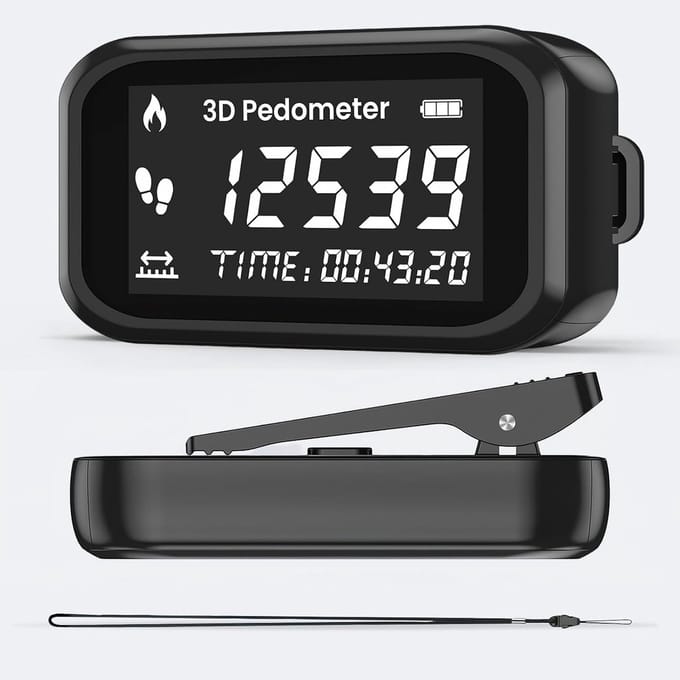 Stappenteller Clip - Activiteit Tracker - Beweging Registreren - 3D Drieassige Sensor - LCD Display - Zwart