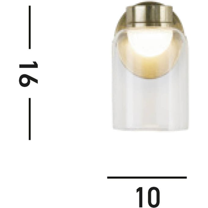 Searchlight LED wandlamp Highball, messingkleurig, IP44, glas