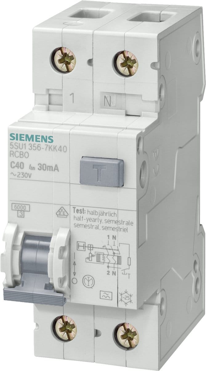 Siemens 5SU1656-7KK16, Aardlekschakelaar, Type A, 6000 A, IP20