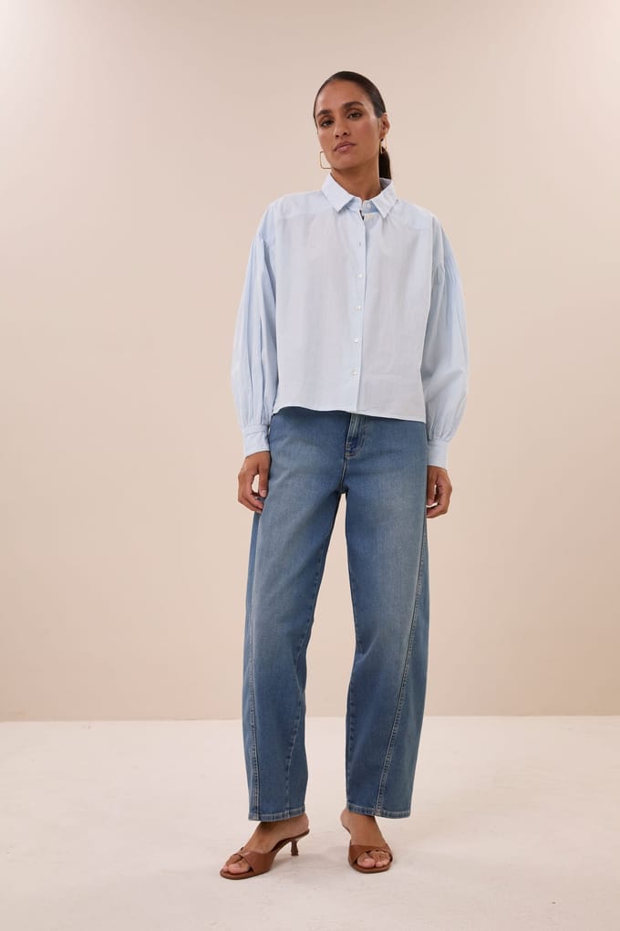 By-Bar Sarah Chambray Blouse Light Blue Größe: XS | Longsleeves Outlet | Damen | Blau