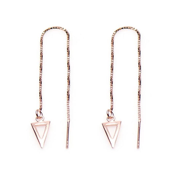 Karma Pull Through Triangle Silver Roseplated Oorbellen M1834