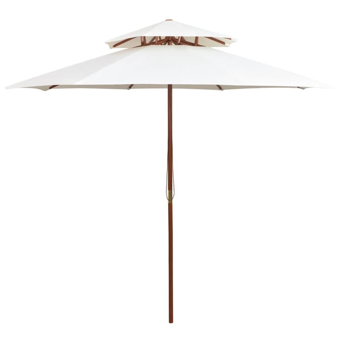 vidaXL - Dubbeldekker - parasol - 270x270 - cm - houten - paal - crèmewit