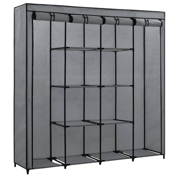 vidaXL - Kledingkast - met - 4 - vakken - 175x45x170 - cm - grijs
